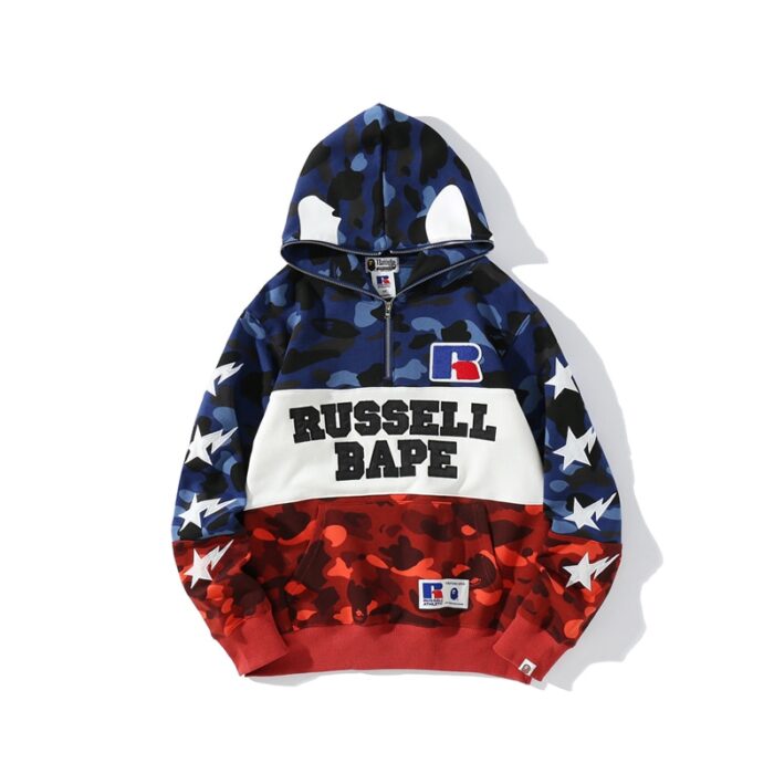 RUSSELL BAPE Branded Embroidered Jacket Hoodie